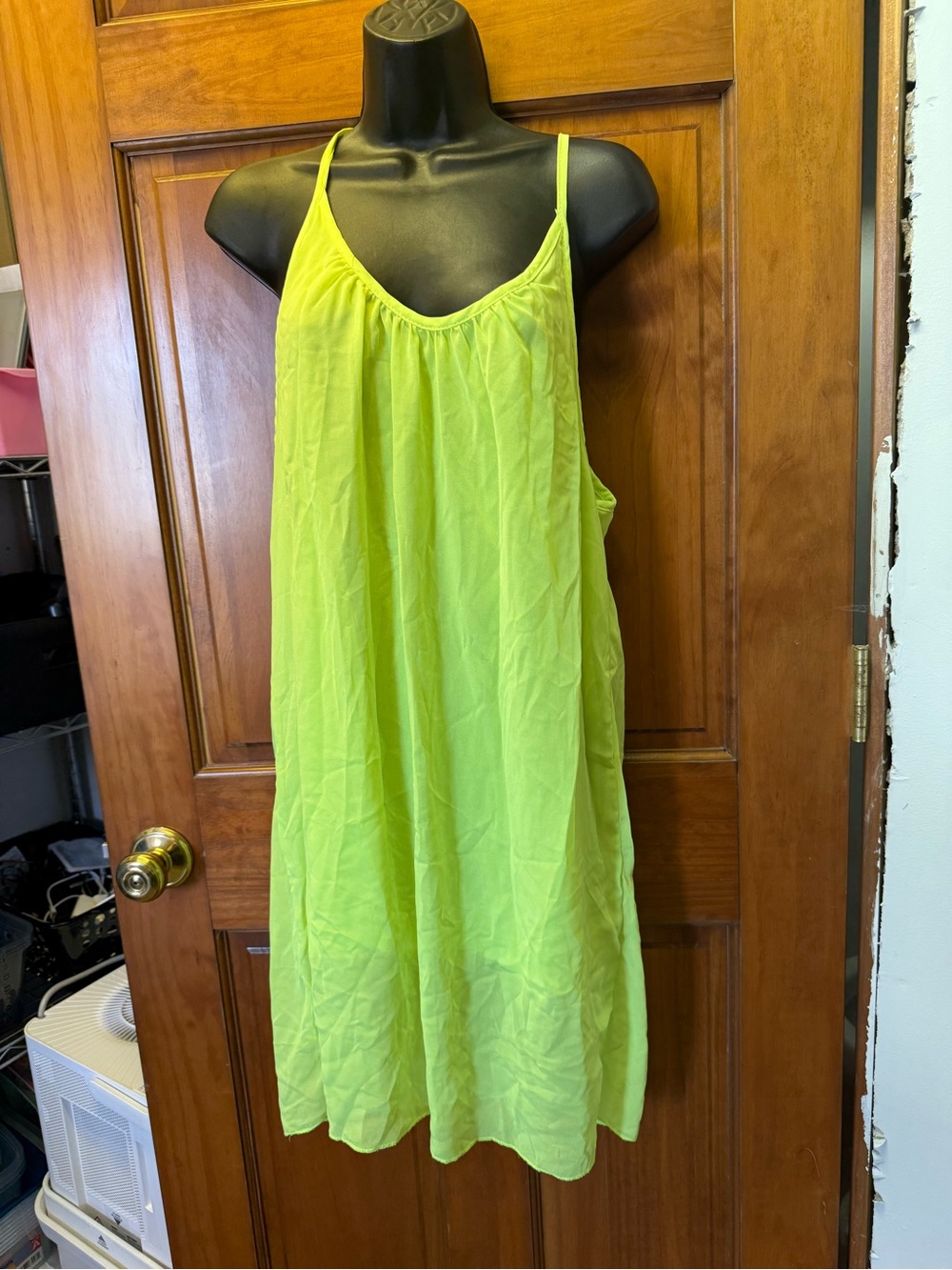 SHEIN Neon Lime Green Spaghetti Strap Swim Coverup